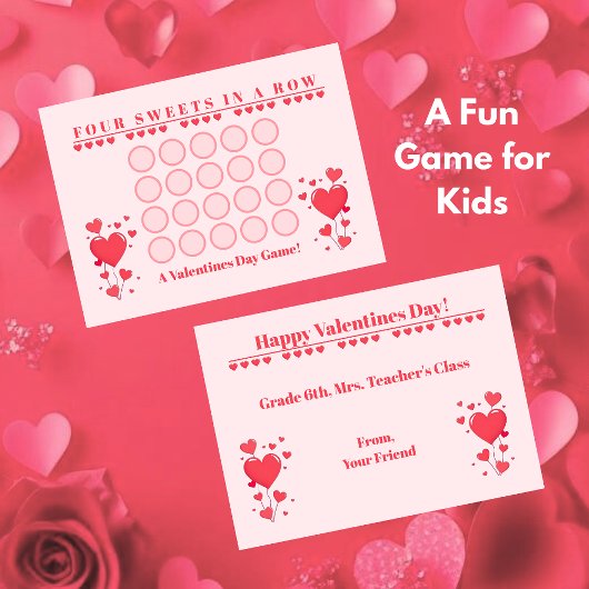 Classroom Valentine's Day Card Game-Four in a Row Mitteilungskarte