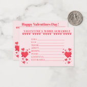 Classroom Valentine's Day Card Game-Word Scramble Mitteilungskarte (Vorderseite/Rückseite Beispiel)