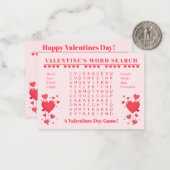 Classroom Valentine's Day Card Game-Word Search Mitteilungskarte (Vorderseite/Rückseite Beispiel)