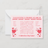 Classroom Valentine's Day Card Game-Word Search Mitteilungskarte (Vorderseite)
