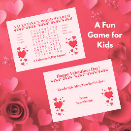 Classroom Valentine's Day Card Game-Word Search Mitteilungskarte