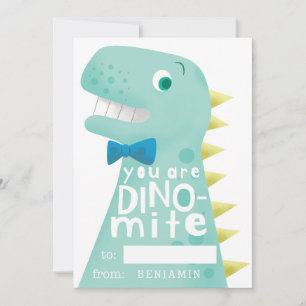 Classroom Valentines Dinosaur Dino-mite Feiertagskarte