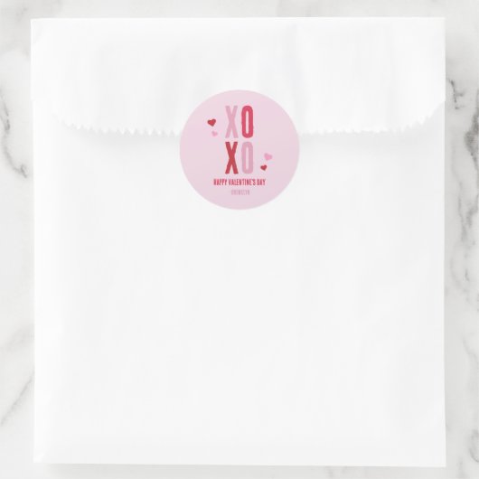 Classroom Valentines XOXO Einfache Aufkleber (Tasche)