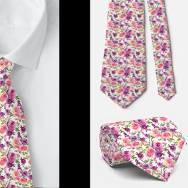 Classrosa Lila Watercolor Rose Neck Tie Krawatte