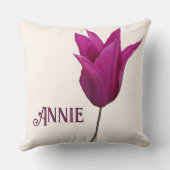 Classrosa Tulpe Ein monogramm anpassbares Kissen (Rückseite)