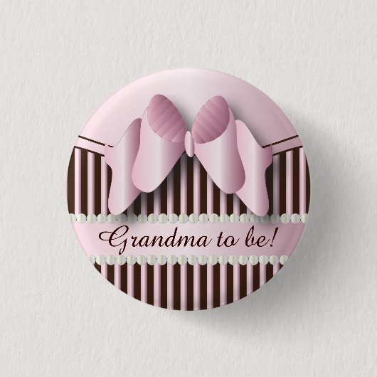 Classrosa und braune Streifen Button (Vorderseite)