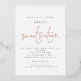 Classy 16 . Geburtstag Birthday Party Script Real Folieneinladung