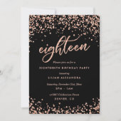 Classy 18. Geburtstag Einladung Rose Gold Confetti (Vorderseite)