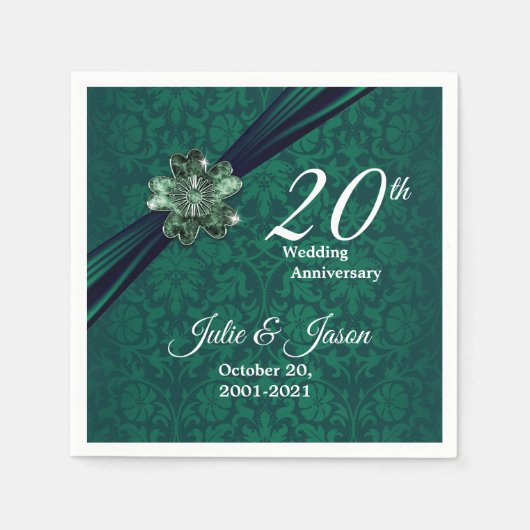 Classy 20. Emerald Wedding Jubiläum Serviette (Vorderseite)