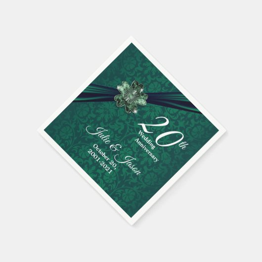 Classy 20. Emerald Wedding Jubiläum Serviette (Ecke)