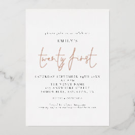 Classy 21. Geburtstag Party Script White Real Folieneinladung