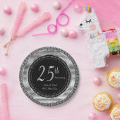 Classy 25. Silver und Black Wedding Jubiläum Pappteller (Party)