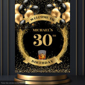 Classy 30 Man Birthday Whiskey Celebration Banner Wandteppich