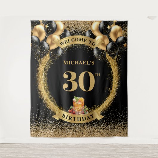 Classy 30. Man Birthday Whiskey Party Tapestry Wandteppich (Vorderseite)