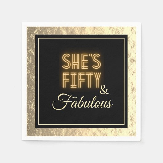 Classy 50 & Fabulous Gold Geburtstagsparty Serviette (Vorderseite)