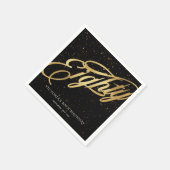 Classy 80. Gold Black Confetti Calligrafy Serviette (Ecke)