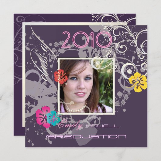 Classy Abschluss 2010/Cap/Pearl-Wirbel Einladung (Vorne/Hinten)