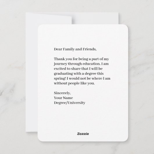 Classy Abschluss Ankündigung Foto-Vorlage (Rückseite)