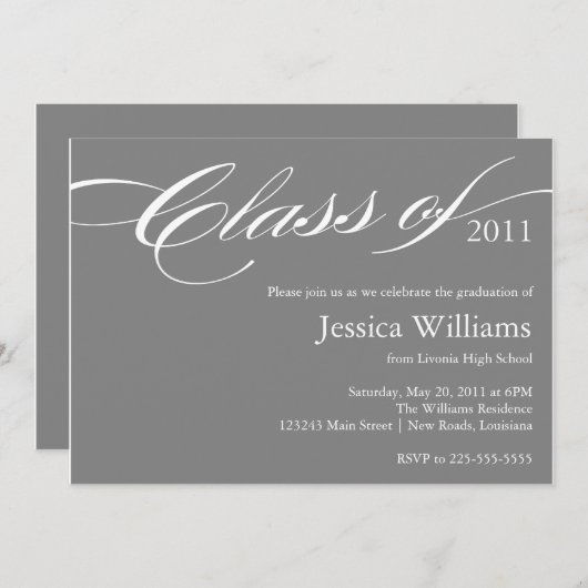 Classy Abschluss Einladung (Vorne/Hinten)