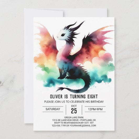 Classy Adorable Dragon Geburtstagsfeier Einladung (Vorderseite)