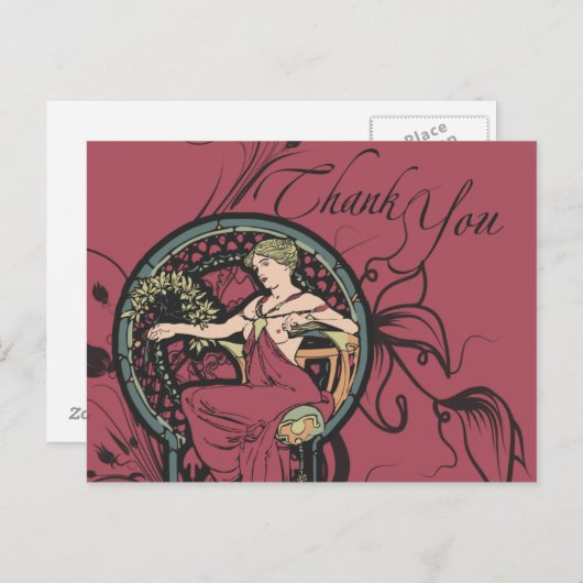 Classy Alphonse Mucha Vielen Dank an Cards Postkarte (Vorne/Hinten)