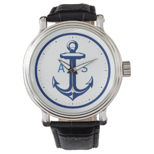 Classy Anchor mit Initialen Nautische Geschenke Armbanduhr
