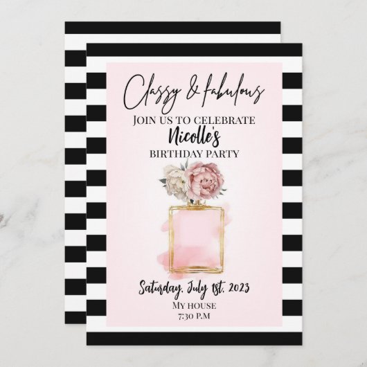Classy and Fabulous invite Einladung (Vorne/Hinten)