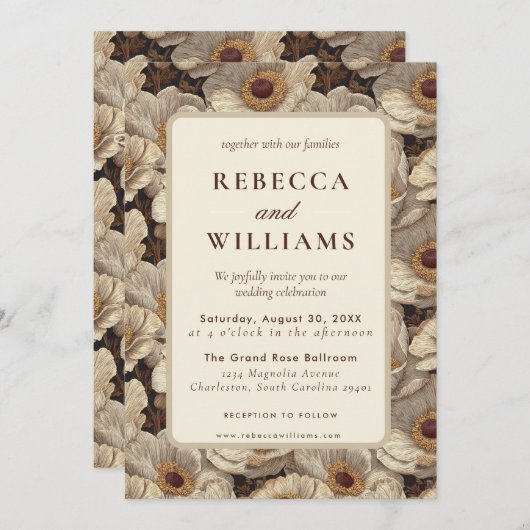 Classy Anemones Floral Backyard Wedding Einladung (Vorne/Hinten)