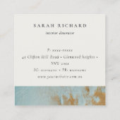 Classy Aqua Blue Gold Öl Farbe Textur Vielen Dank Quadratische Visitenkarte (Rückseite)