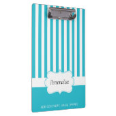 Classy Aqua Blue Stripes | DIY Text Klemmbrett (Rechts)