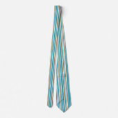 Classy Aqua Blue und Tan Striped Neck Tie Krawatte (Rückseite)