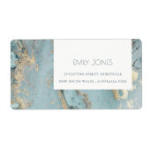 CLASSY AQUA DUSKY BLAUE GOLD AGATE MONOGRAM WEDD (Vorne)