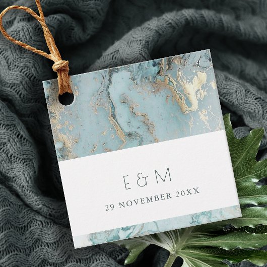 CLASSY AQUA DUSKY BLAUE GOLD AGATE MONOGRAM WEDD GESCHENKANHÄNGER