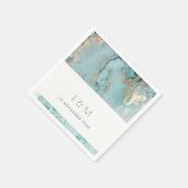 CLASSY AQUA DUSKY BLAUE GOLD AGATE MONOGRAM WEDD SERVIETTE (Ecke)