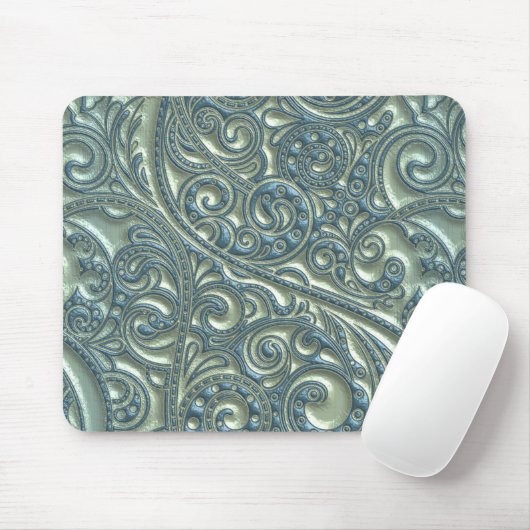 Classy Aquamarin Elegant Hübsch Paisley Floral Mus Mousepad (Mit Mouse)