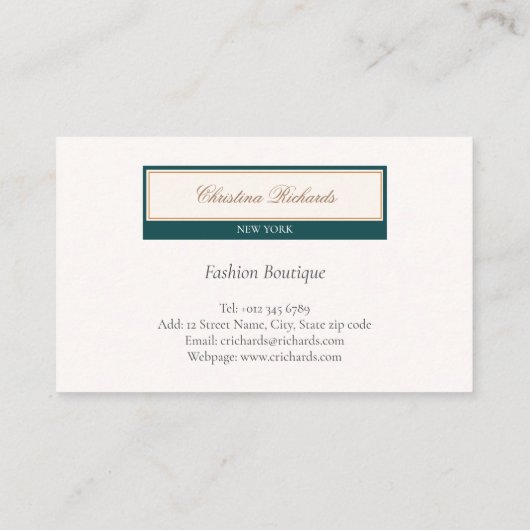 Classy Aquamarin Ivory Visitenkarte (Rückseite)