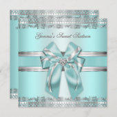 Classy Aquamarin und Silver Invite Einladung (Vorne/Hinten)