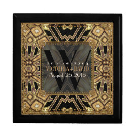 Classy Art Deco Black Gold Hochzeitsjubiläum Box Erinnerungskiste