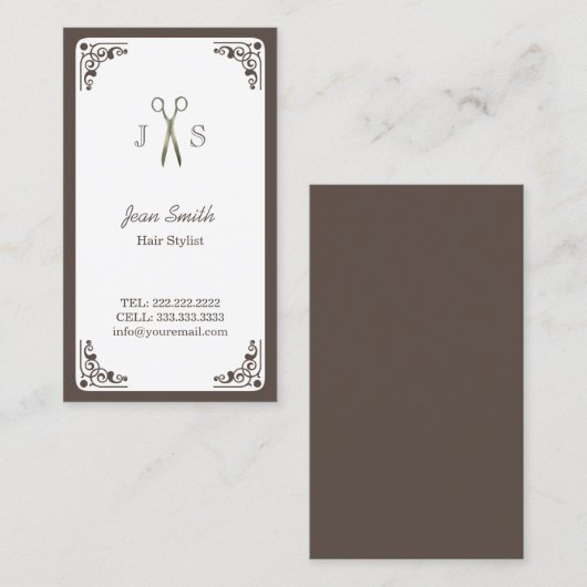Classy Art Deco Border Haar Stylist Visitenkarte (Vorne/Hinten)