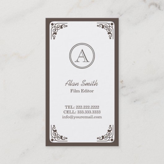 Classy Art Deco Film Editor Visitenkarte (Vorderseite)