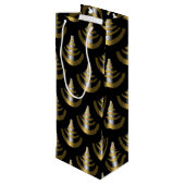 Classy Art Deco | Schwarz und Gold Geschenktüte Für Weinflaschen (Rückseite Schrägansicht)