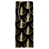 Classy Art Deco | Schwarz und Gold Geschenktüte Für Weinflaschen (Rückseite)