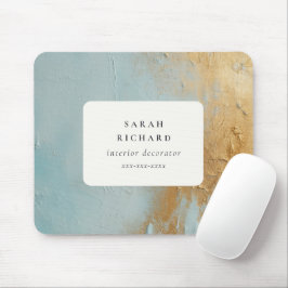 Classy Artistic Aqua Blue Gold Öl Paint Business Mousepad