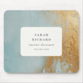 Classy Artistic Aqua Blue Gold Öl Paint Business Mousepad (Vorne)