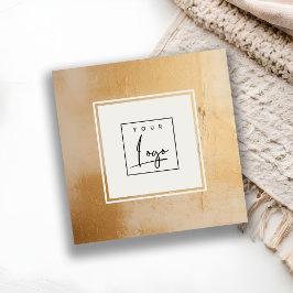 Classy Artistic Beige Gold Oil Paint Texture Logo Quadratische Visitenkarte