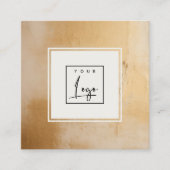 Classy Artistic Beige Gold Oil Paint Texture Logo Quadratische Visitenkarte (Vorderseite)