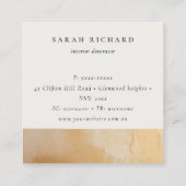 Classy Artistic Beige Gold Oil Paint Texture Logo Quadratische Visitenkarte (Rückseite)