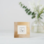 Classy Artistic Beige Gold Oil Paint Texture Logo Quadratische Visitenkarte (Stehend Vorderseite)