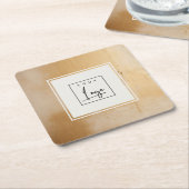 Classy Artistic Beige Gold Oil Paint Texture Logo Rechteckiger Pappuntersetzer (angewinkelt)