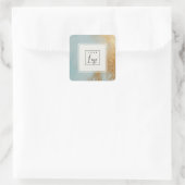 Classy Artistic Blue Gold Oil Paint Texture Logo Quadratischer Aufkleber (Tasche)